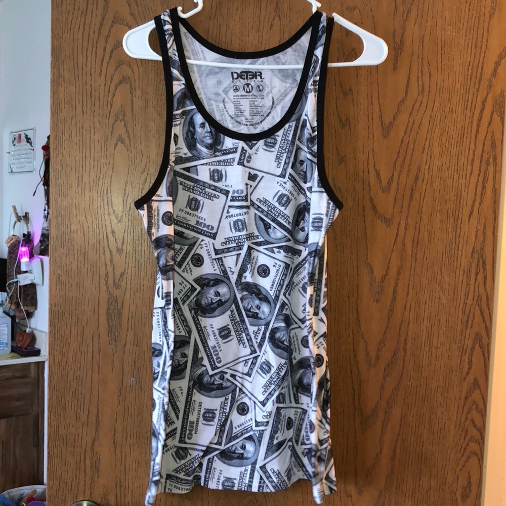 Deter clothing  hundred dollar all over print size medium tank top